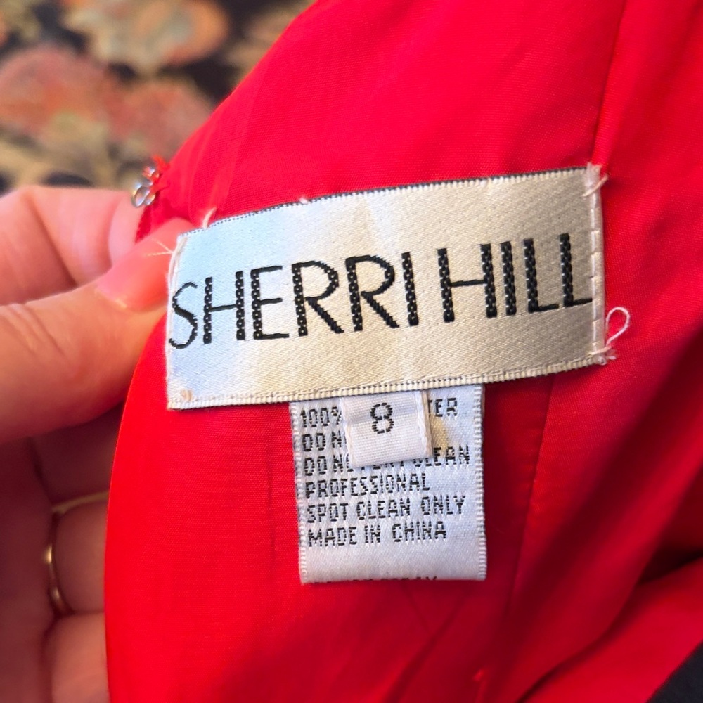 Sherri Hill Red Ruffled Ball Gown Prom Dress - Picture 9 of 12